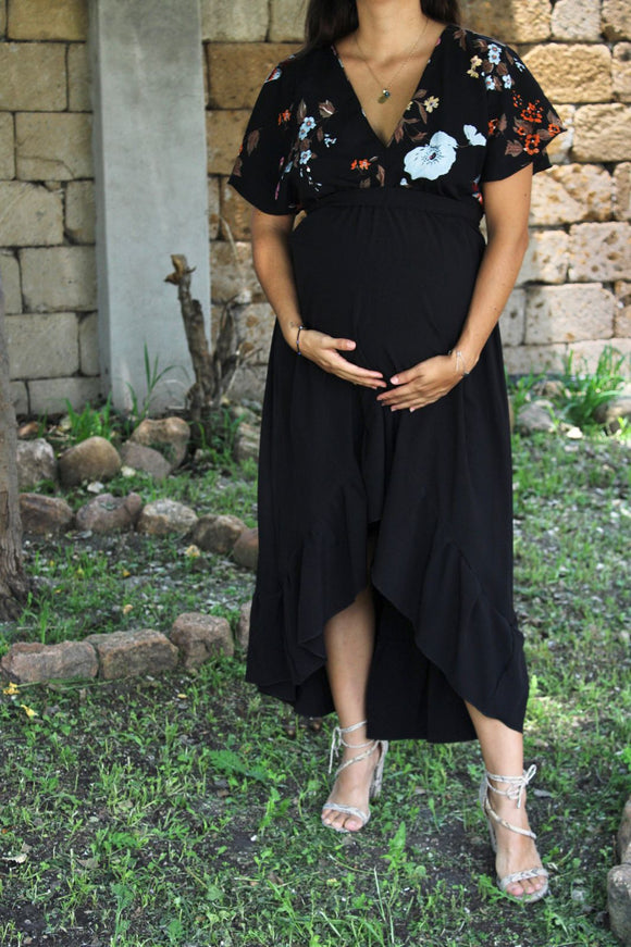 Vestido maternidad, Love/Carlota pajaritos negro CH