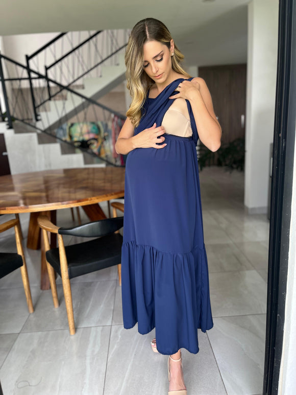 Vestido de maternidad y lactancia, Mitzi azul marino