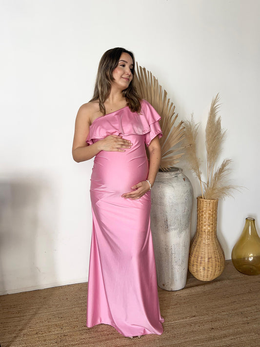 Vestido de maternidad Astrid, Rosa brilloso intenso