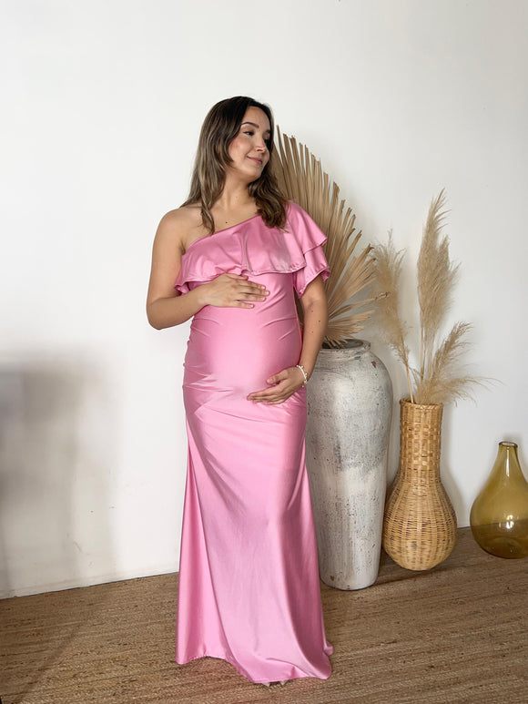 Vestido de maternidad Astrid, Rosa brilloso intenso
