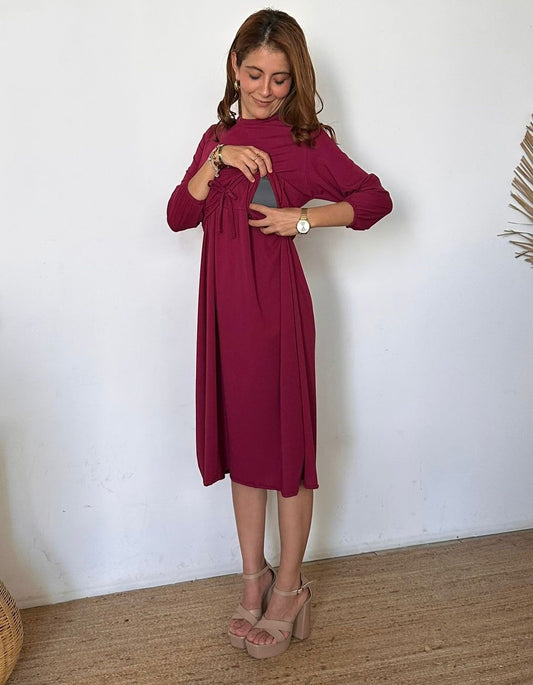 Vestido maternidad y lactancia, Hanna vino algodón largo