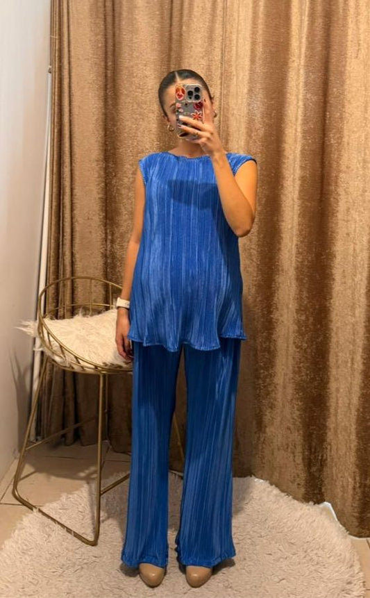 Conjunto de maternidad Mayte, azul rayas