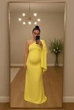 Maternity dress, yellow long rain