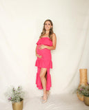 Vestido de maternidad Marlene, rosa barbie textura M