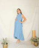 Vestido de maternidad Sonia, azul polvo plisada