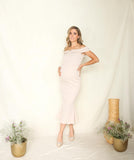 Vestido de maternidad Yazmín, beige corrugado