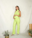 Conjunto de maternidad Martha, verde limón corrugado