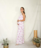 Vestido de maternidad, Tatiana blanco florecitas moradas