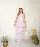 Vestido de maternidad, Tatiana blanco florecitas moradas