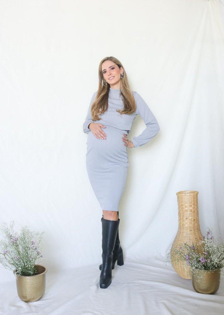 Set de maternidad, Vanessa gris suéter textura