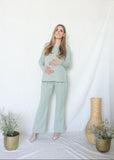 Conjunto de maternidad Cinthya, verde rayitas