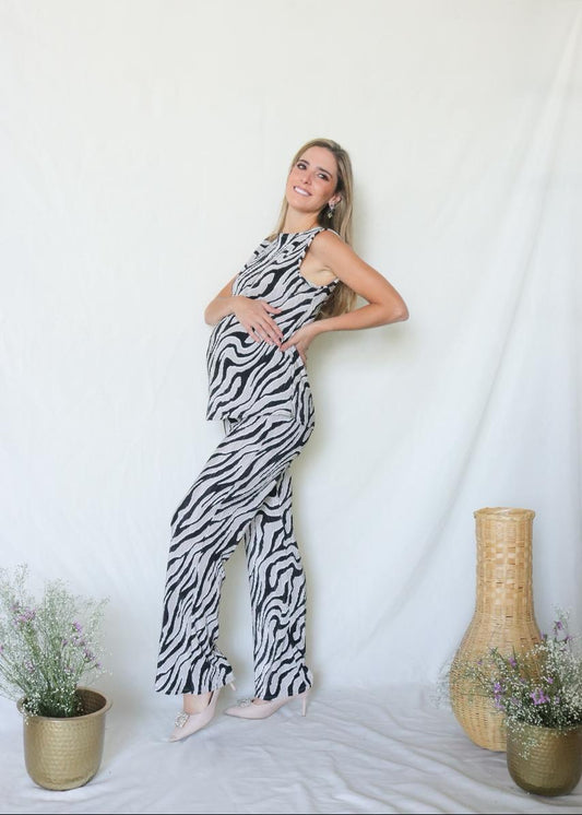 Conjunto de maternidad Mayte, b&n corrugado