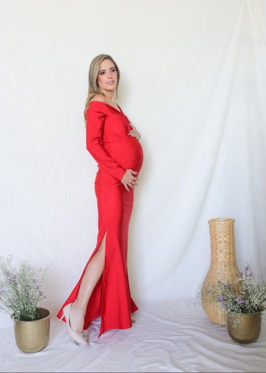 French blue maternity session dress, Ritta