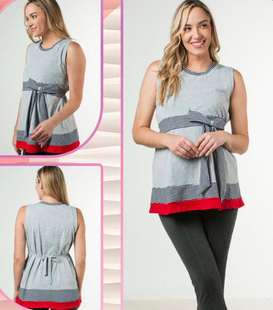 Blusa de maternidad sin mangas, con moño