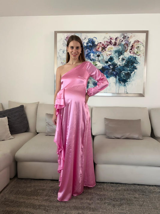 Vestido de maternidad Nancy rosa brilloso CH