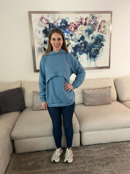 Sudadera de lactancia, gloria azul rombos M