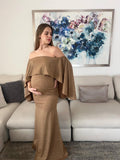 Vestido de maternidad Amparo, camel brillos