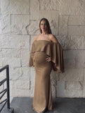 Vestido de maternidad Amparo, camel brillos