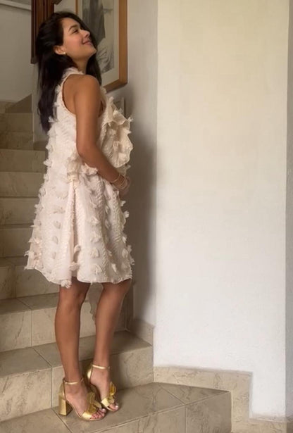 Vestido de maternidad y lactancia Ariel, beige textura