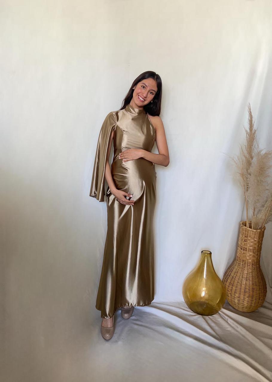 Vestido de maternidad Carola, oro licra