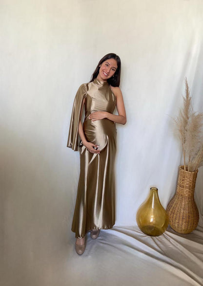 Vestido de maternidad Carola, oro licra