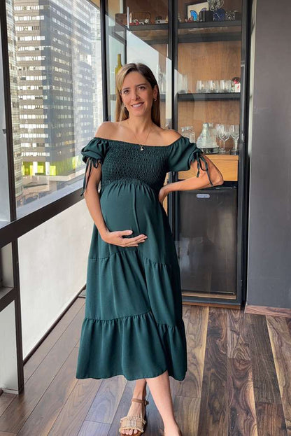 Vestido de maternidad verde bandera
