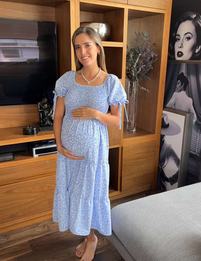 Winter maternity dress, blue SM