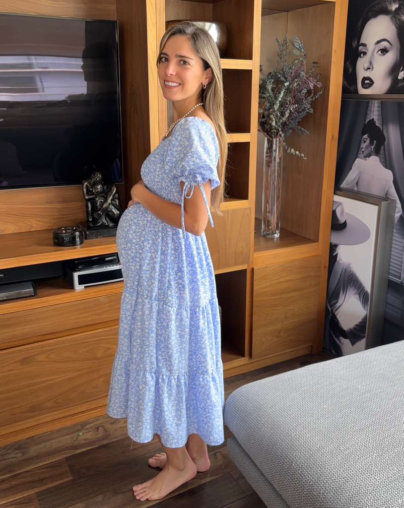 Winter maternity dress, blue SM