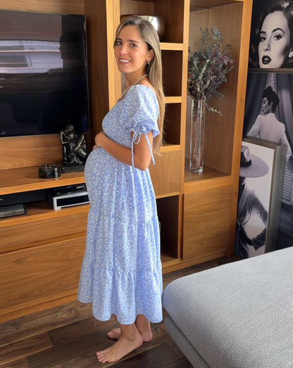 Winter maternity dress, blue SM