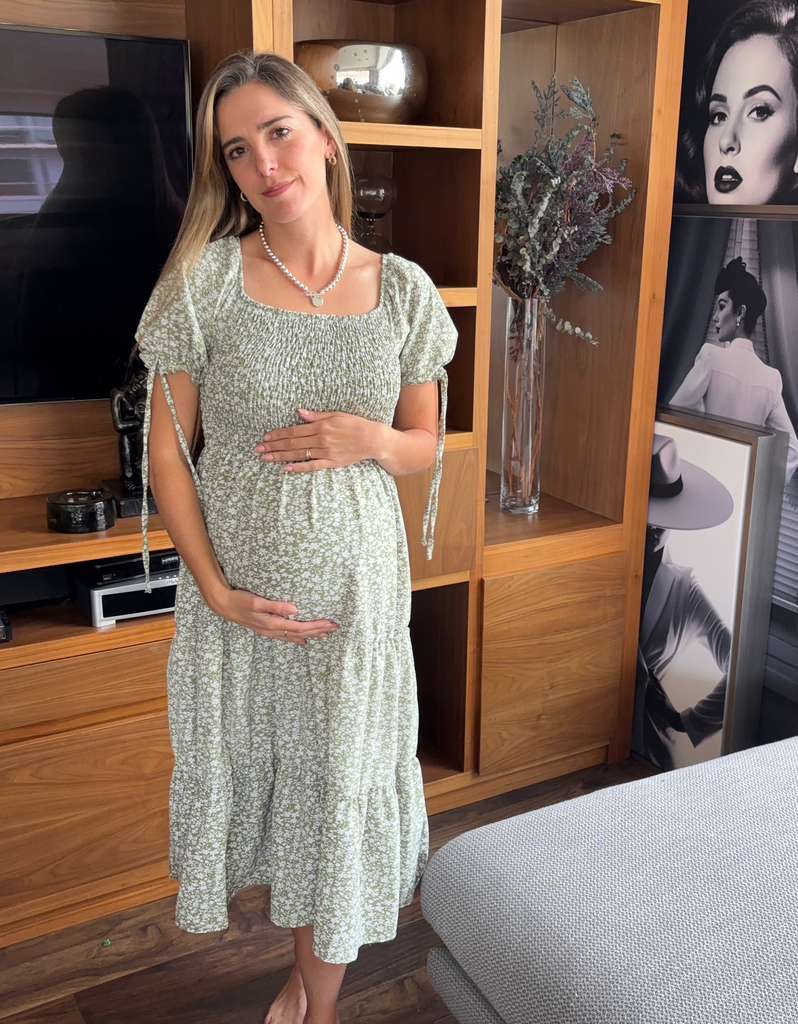 Winter maternity dress, blue SM