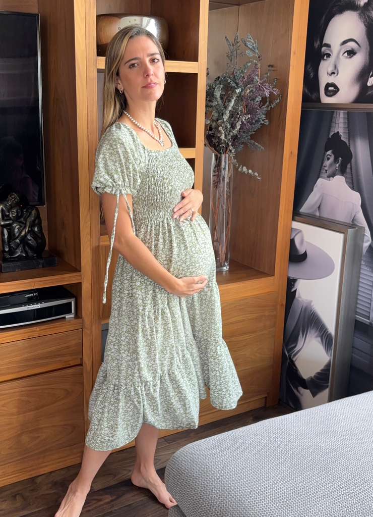 Winter maternity dress, blue SM