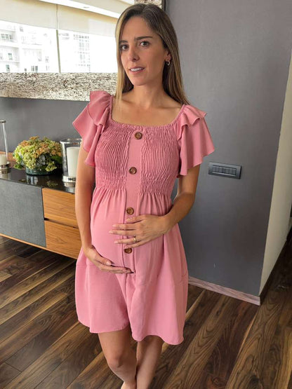 Winter maternity dress, blue SM