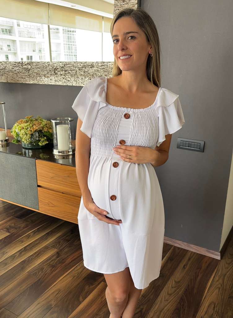 Winter maternity dress, blue SM