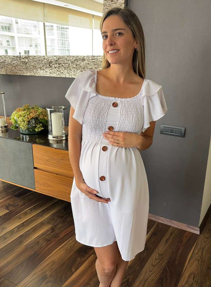 Winter maternity dress, blue SM