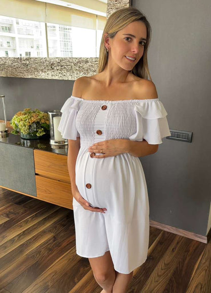 Winter maternity dress, blue SM