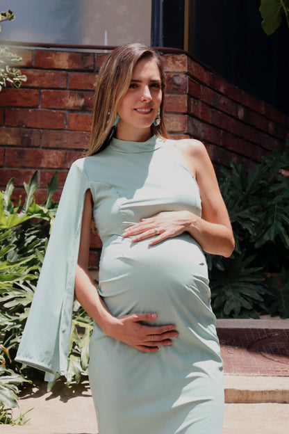 Vestido de maternidad Carola, verde claro corto