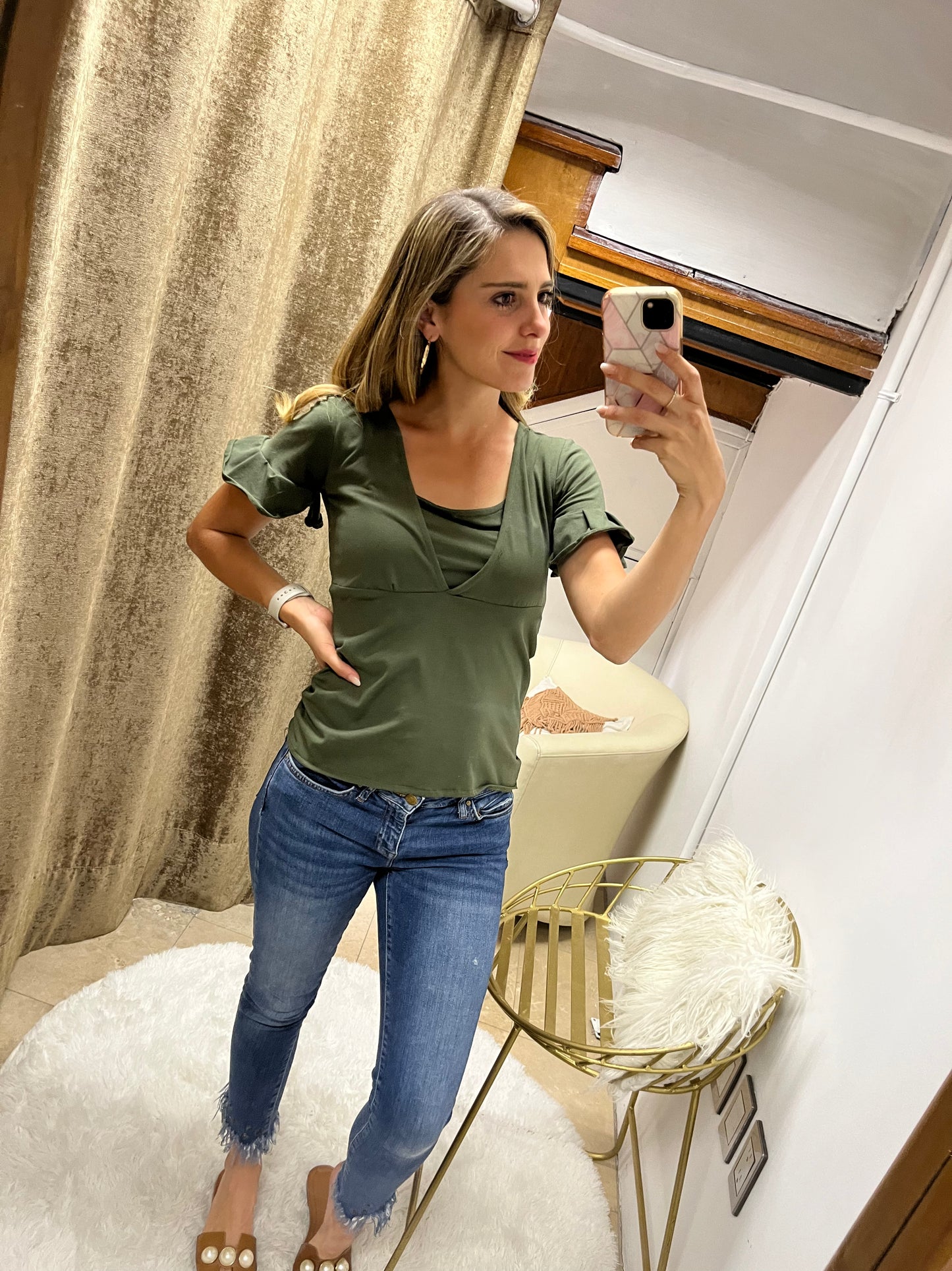 Blusa de Lactancia, Hilda Verde algodón XG