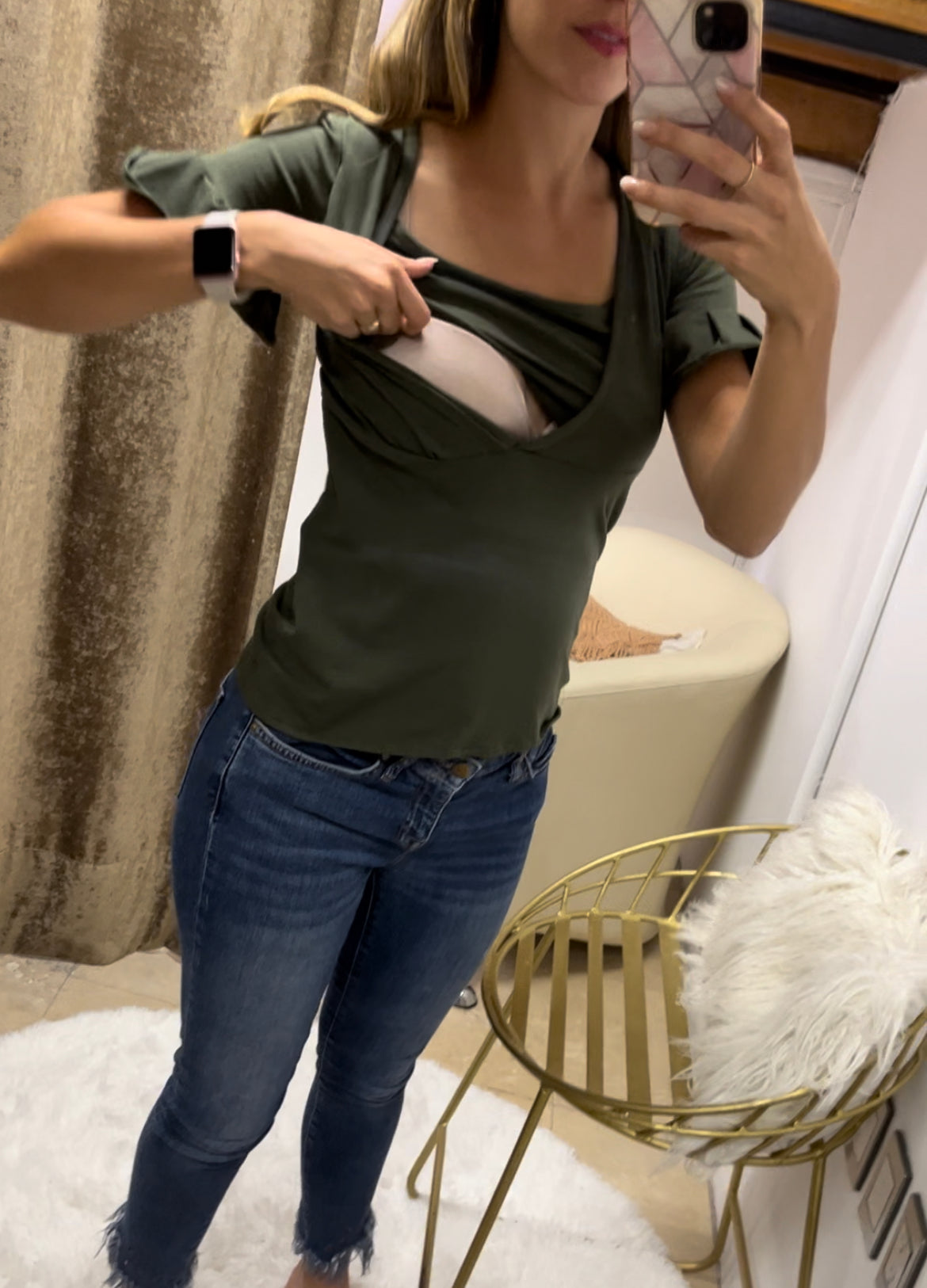 Blusa de Lactancia, Hilda Verde algodón XG
