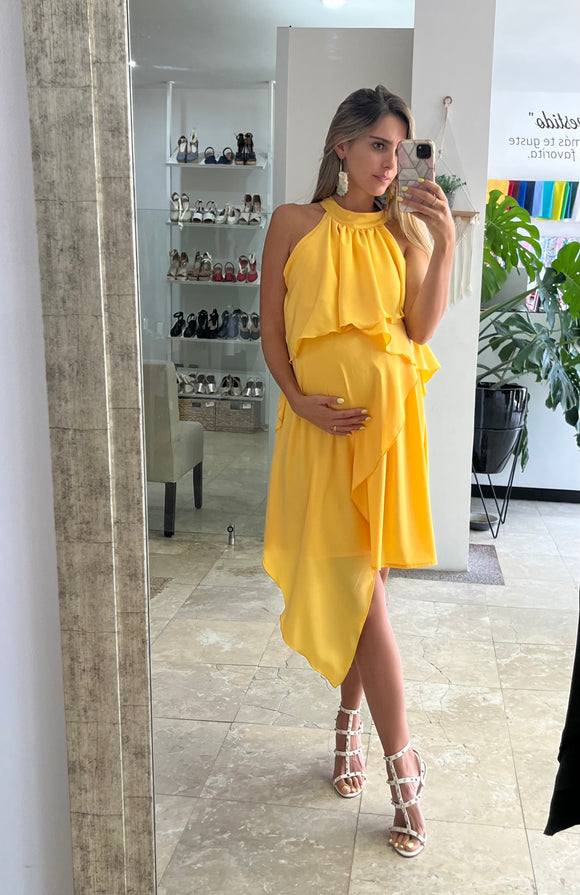 Vestido de maternidad y lactancia Ariel, amarillo