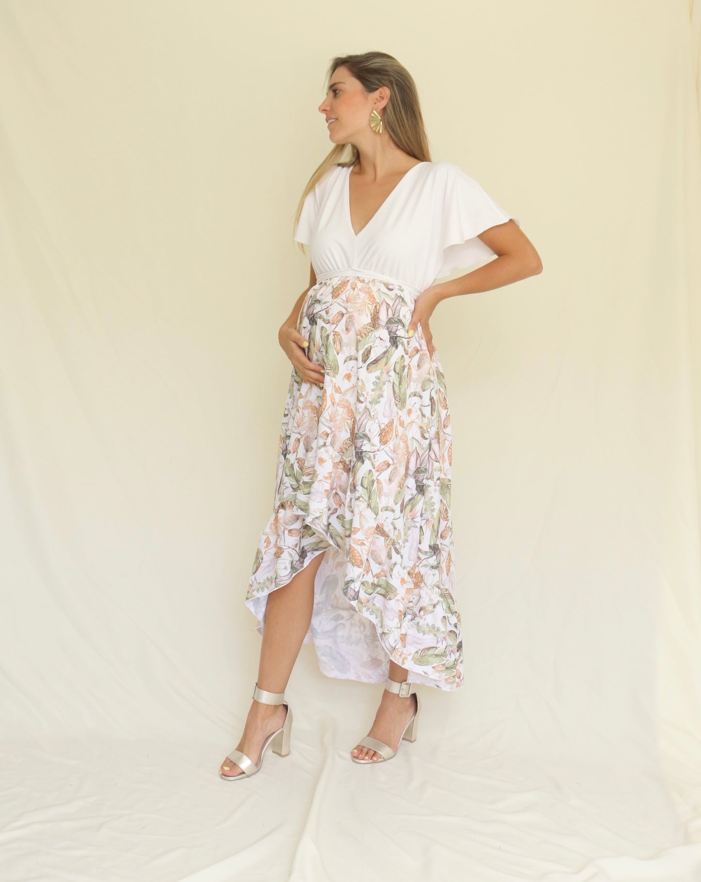 Vestido de Maternidad, Love Carlota blanco con otoño