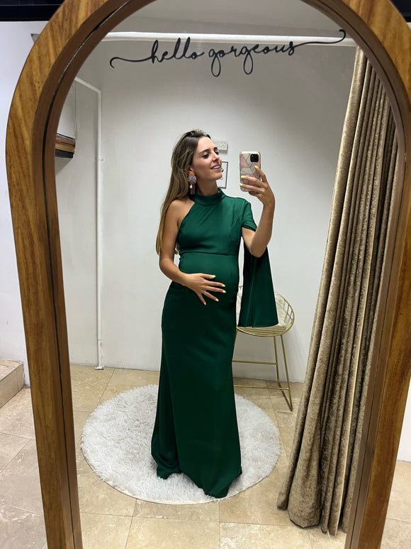 Vestido de maternidad Carola, verde neopreno