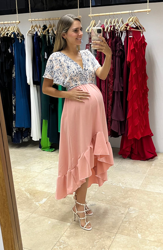 Vestido maternidad, Love/Carlota amina con tela coral