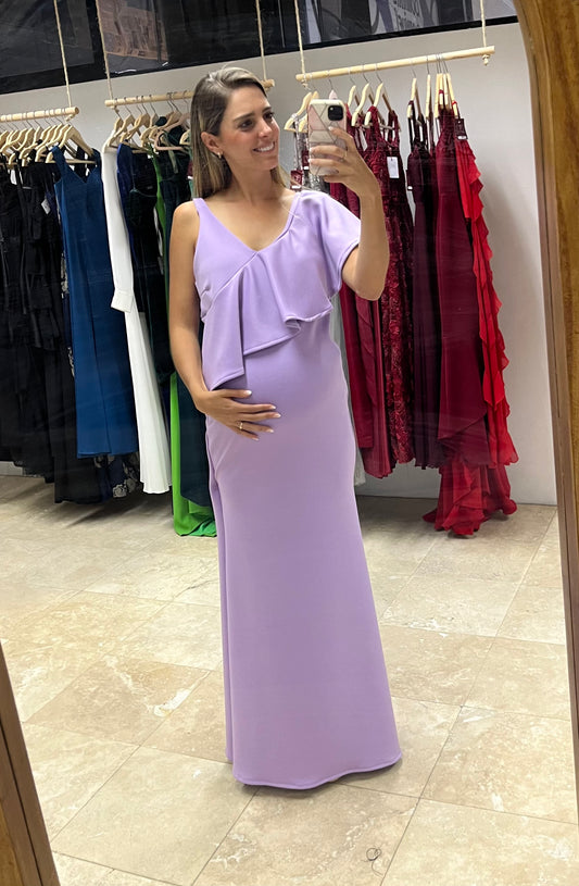 Carola maternity dress, shiny blue