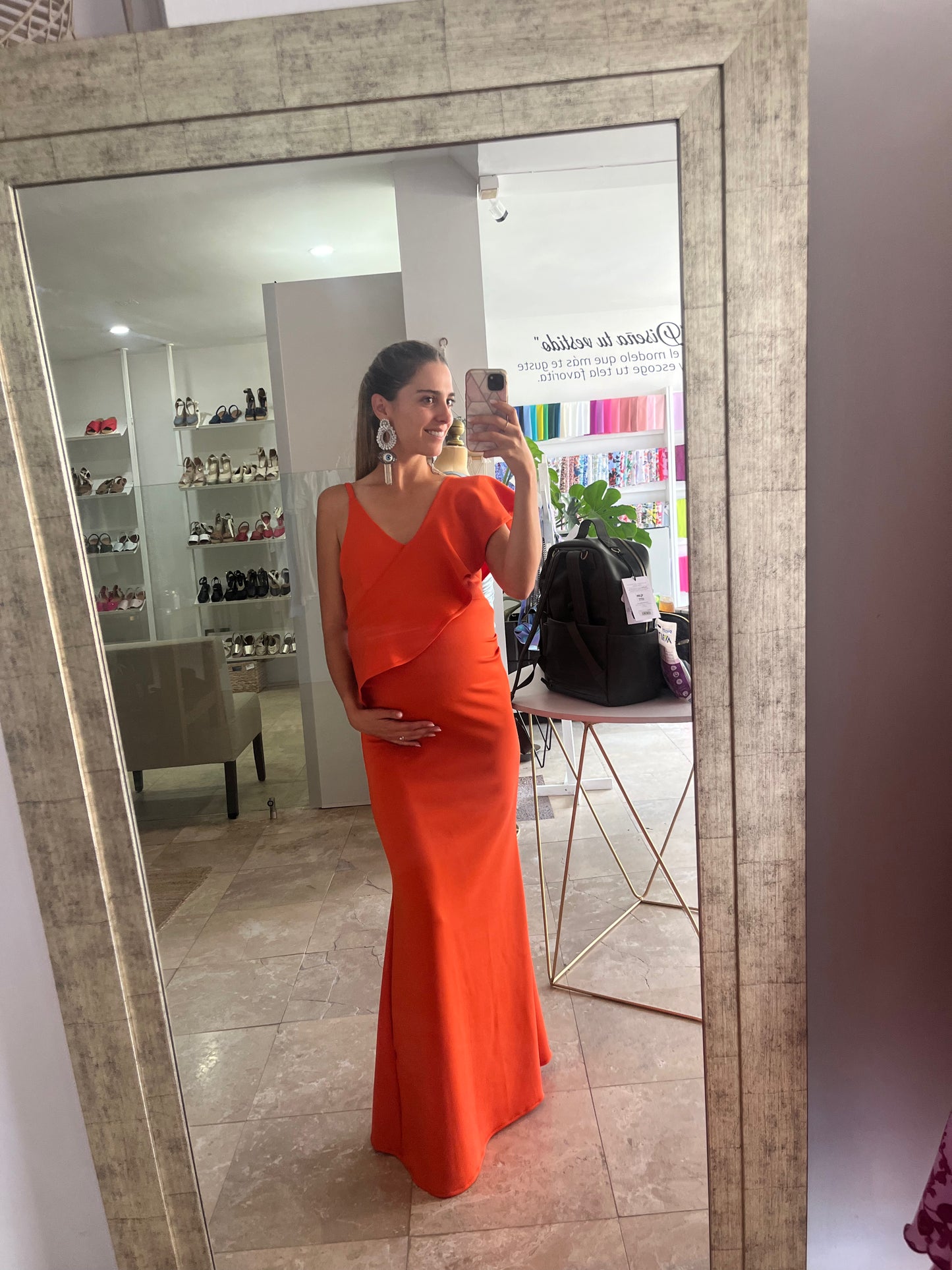 Vestido de maternidad Linda, naranja
