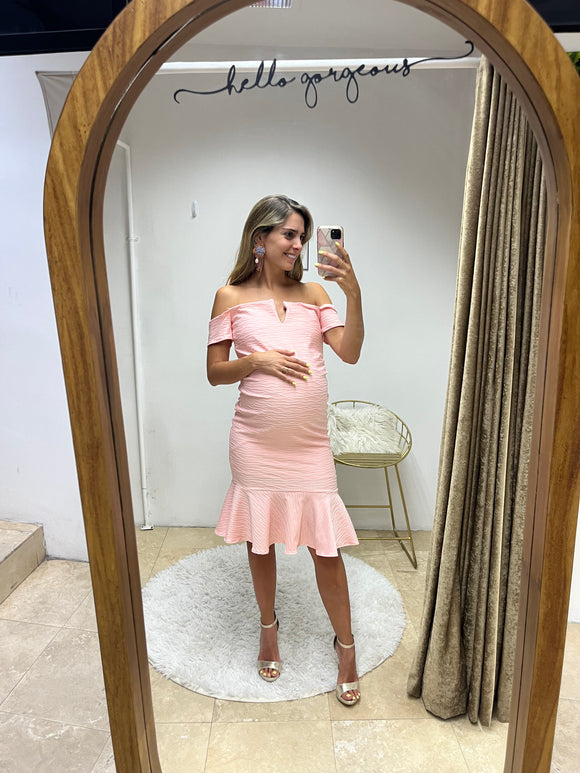 Maternity dress, Itzel pink texture