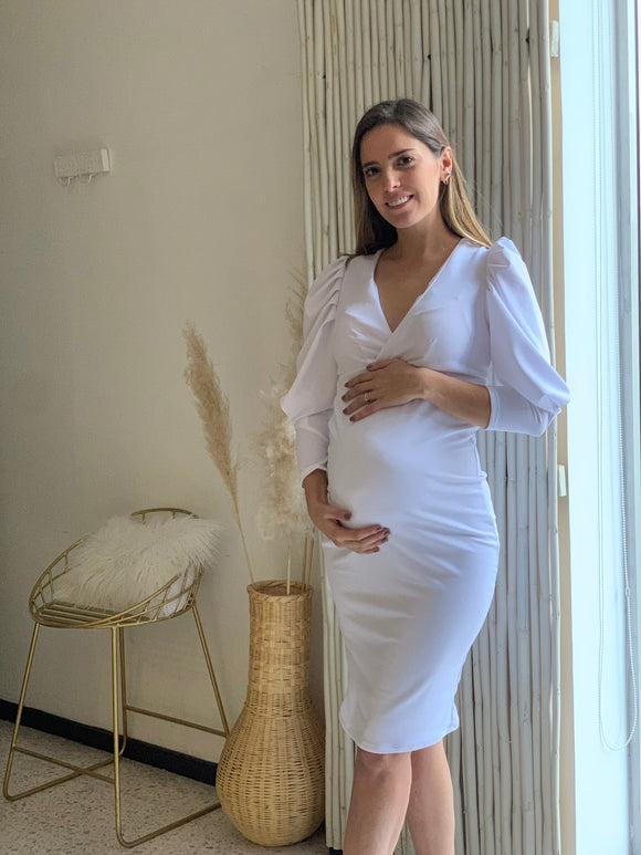 Maternity and nursing dress, CH yuridia white