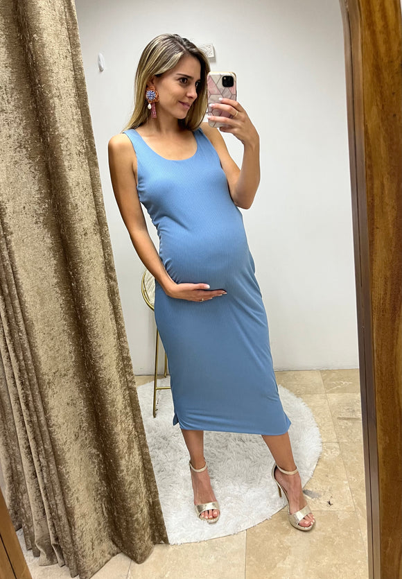 Vestido de maternidad, Olivia azul rayitas