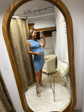 Maternity dress, Camila powder blue short sleeves
