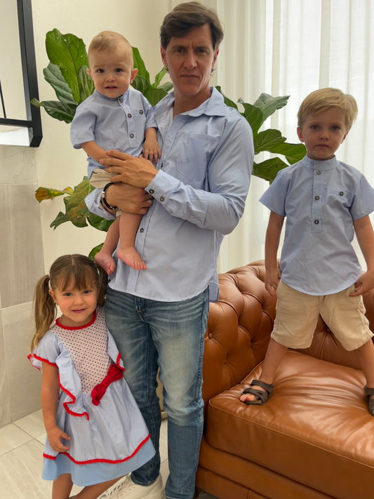 Match family blue stripes