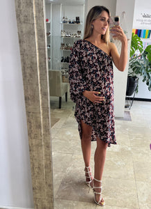 Maternity dress, Sabrina floral wine